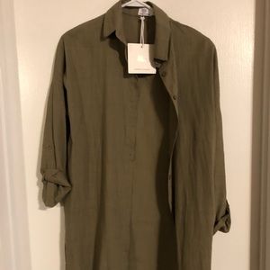 Pink Diamond SZ S NWT long 100% rayon button up shirt/jacket.